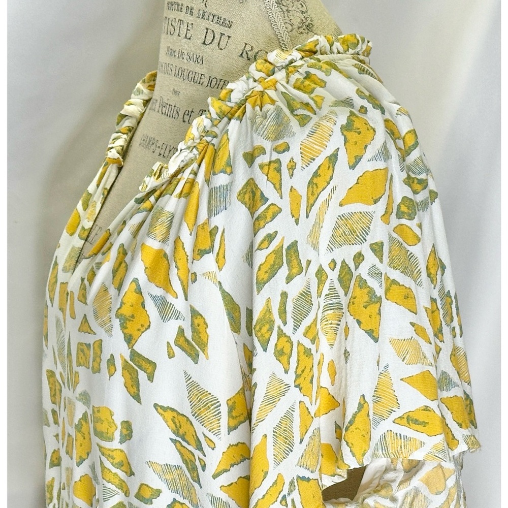 Anthropologie Robin Tiered Mini Dress In Yellow Bohemian Flowy Boho - Picture 8 of 10